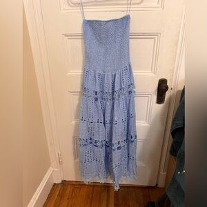 Blue Strapless Maxi Dress